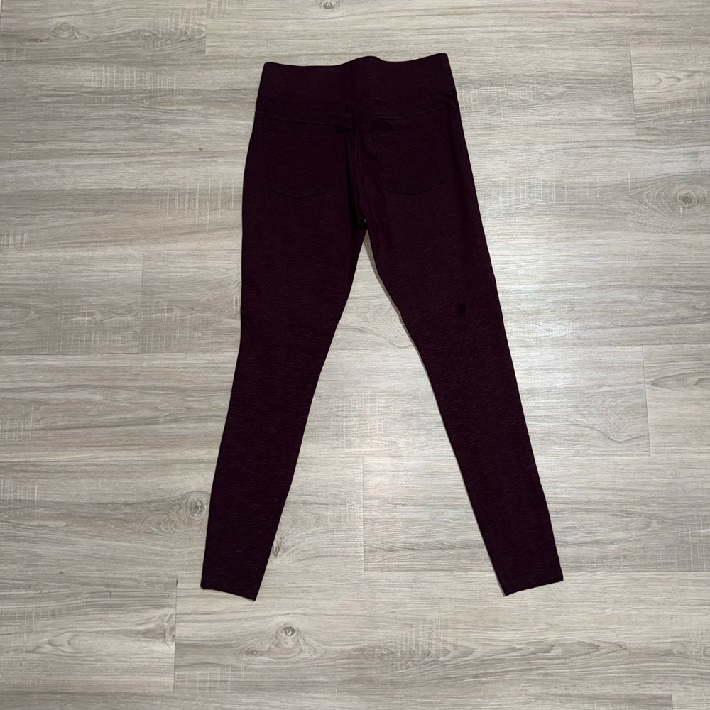 Matty M Burgundy Ponte Leggings Pull On Work Pants Slim Fit Small Plum Office